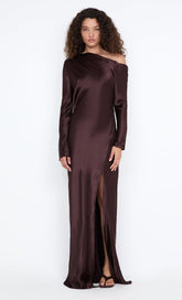 SIENA ASYM MAXI DRESS - DARK CHOCOLATE