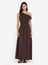 FREYA ASYM MAXI DRESS - DARK CHOCOLATE