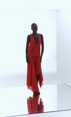 RHONE WRAP ASYM DRESS - CHILLI