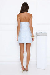 Petals of Forever Strapless Mini Dress Blue