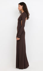 JUNIPER LONG SLEEVE MAXI DRESS - DARK CHOCOLATE