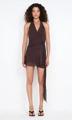 CELYSE MINI DRESS - DARK CHOCOLATE