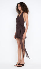 CELYSE MINI DRESS - DARK CHOCOLATE