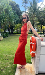 ALLIRA TUCK MAXI DRESS - BURNT ORANGE