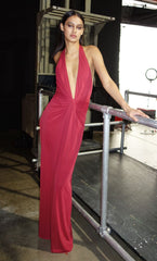 SUSIE PLUNGE MAXI DRESS - CHERRY