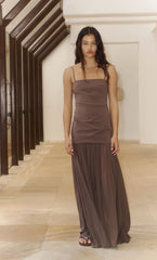 REID DROP WAIST MAXI DRESS - MILK CHOCOLATE