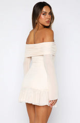 Dreaming Of Yesterday Long Sleeve Mini Dress Cream