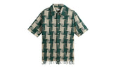 Jumbo Houndstooth Boxy Collared Overshirt "Green" KHM032169 308