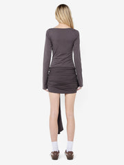 CLAUDETTE DRAPE MINI DRESS - WASHED CHOC