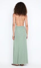 JUNIPER HALTER MAXI DRESS - PISTACHIO