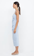 BE MINE SQUARE NECK DRESS - DUSTY BLUE