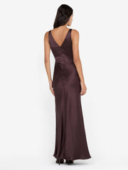 AUSTEN V NECK MAXI DRESS - DARK CHOCOLATE
