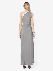 CHATEAU SPLIT MAXI DRESS - SLATE GREY/IVORY