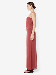 ISIDORE STRAPLESS MAXI DRESS - GARNET
