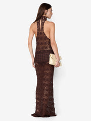 ANIA HALTER MAXI DRESS - DARK CHOCOLATE