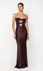 HALLE STRAPLESS DRESS - CHOCOLATE