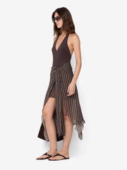 NORMA HALTER DRESS - CHOC SLICE STRIPE