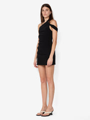 SYLVIE ASYM MINI DRESS - BLACK