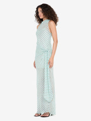 ALGARVE COWL NECK MAXI DRESS - MINT SLICE STRIPE