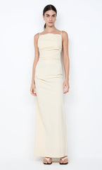 ALLIRA TUCK MAXI DRESS - VANILLA