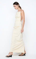 ALLIRA TUCK MAXI DRESS - VANILLA