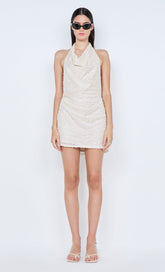 EDITH HALTER MINI DRESS - BUTTERCREAM