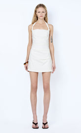 ANNETTA HALTER MINI DRESS - WHITE