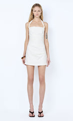 ANNETTA HALTER MINI DRESS - WHITE