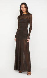 BLAINE LONG SLEEVE MAXI DRESS - CEDAR
