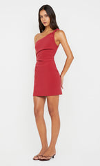 ARIVEN ASYM MINI DRESS - CHERRY
