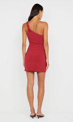 ARIVEN ASYM MINI DRESS - CHERRY