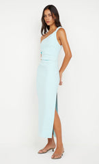 ARIVEN ASYM MIDI DRESS - ARCTIC BLUE