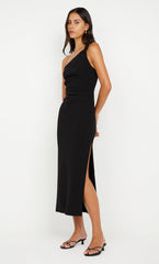 ARIVEN ASYM MIDI DRESS - BLACK