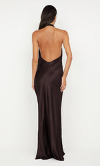 ELISIA WRAP MAXI DRESS - DARK CHOCOLATE