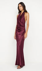 ELISIA WRAP MAXI DRESS - PLUM