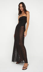 KARLA STRAPLESS MAXI DRESS - BLACK/CHOC SPOT