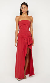 DANTE STRAPLESS MAXI DRESS - CHERRY