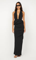 PRISCILLA BUBBLE MAXI DRESS - BLACK