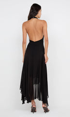 IDA WRAP MIDI DRESS - BLACK
