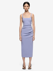 KARINA TUCK MIDI DRESS - PERIWINKLE