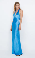 FRIDA HALTER DRESS - MID BLUE