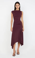 NARA ASYM MIDI DRESS - PLUM