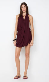 ROCHELLE DRAPE MINI DRESS - PLUM
