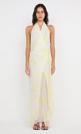 COLMAR WRAP MAXI DRESS - LEMON FLORAL