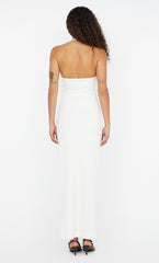 BRYNN HALTER MIDI DRESS - WHITE