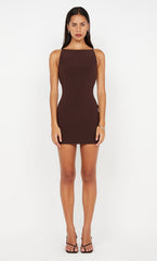 CLOVER MINI DRESS - DARK CHOCOLATE