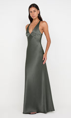 THE DREAMER V NECK DRESS - DARK WILLOW OLD