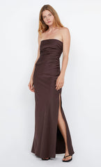 ETERNITY STRAPLESS MAXI DRESS - DARK CHOCOLATE