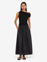 FREYA ASYM MAXI DRESS - BLACK