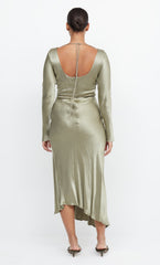 MOON DANCE LONG SLEEVE MAXI DRESS - SAGE